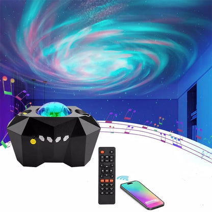 Star Projector with Bluetooth Speaker and Remote, Northern Lights Aurora Projector with Moon and Star