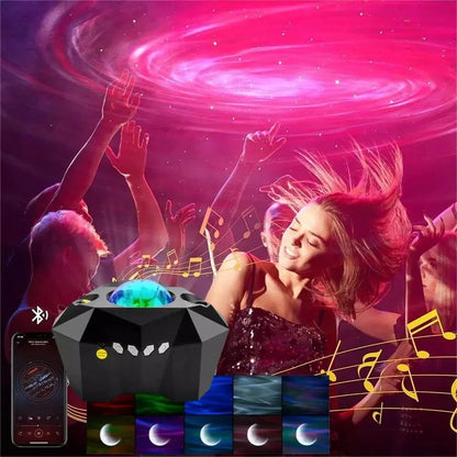 Star Projector with Bluetooth Speaker and Remote, Northern Lights Aurora Projector with Moon and Star