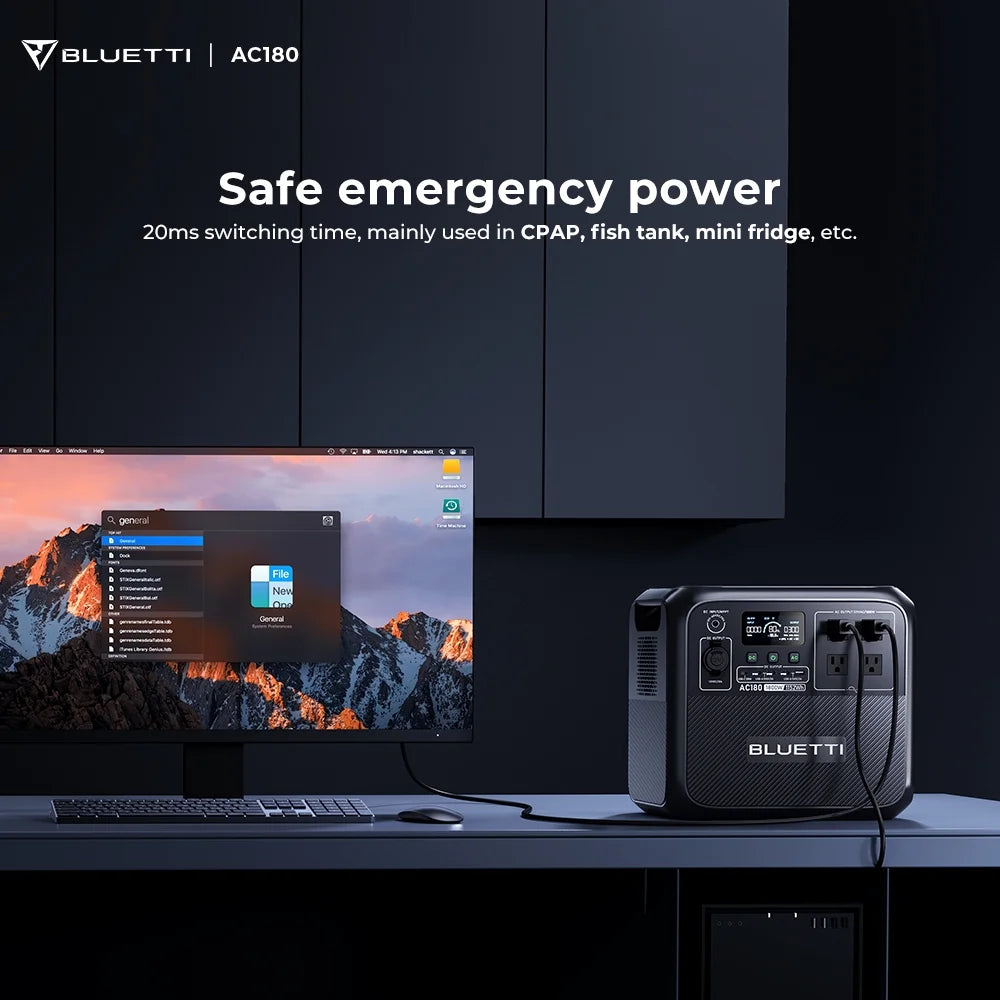 AC180 Solar Generator, 1440W | 1152Wh Lifepo4 Power Station, Portable for Off-Grid, Home, Camping, RV