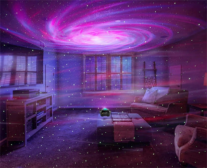 Star Projector with Bluetooth Speaker and Remote, Northern Lights Aurora Projector with Moon and Star